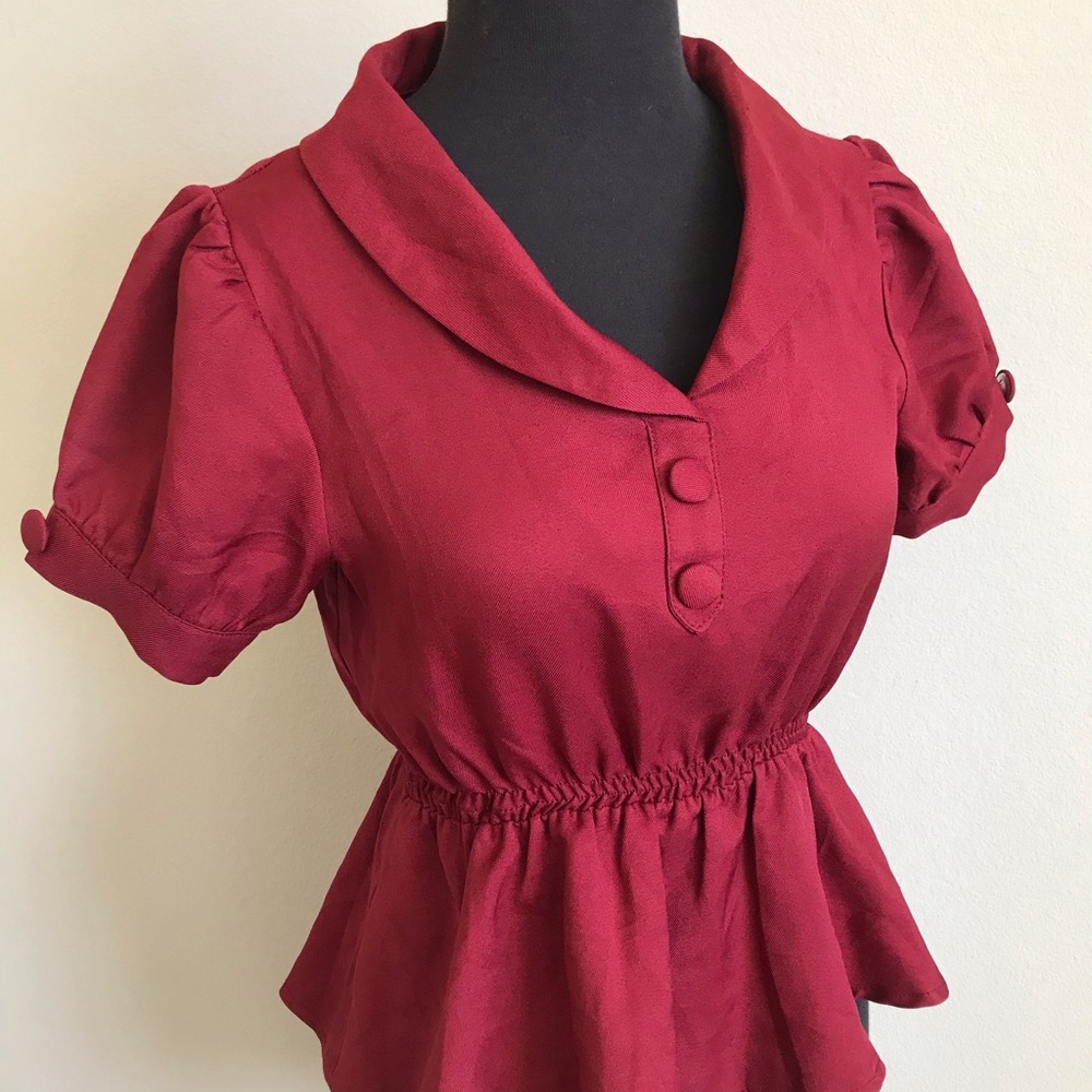 Banned Apparel Red Peplum Top - XS
